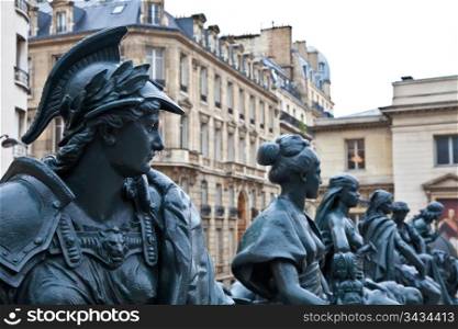 Statues of six continets in front of Orsay Museum