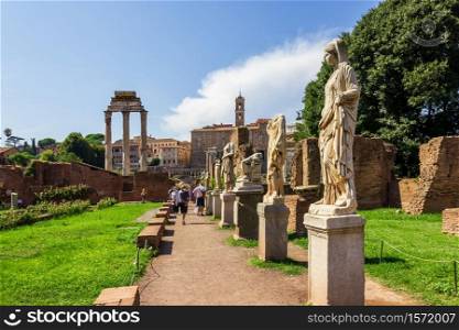 Statues of the Vestals, Roman Forum, Italy.