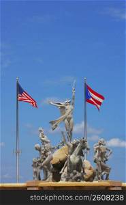 Statues on a fountain, Riace statue, La Princesa, Old San Juan, San Juan, Puerto Rico