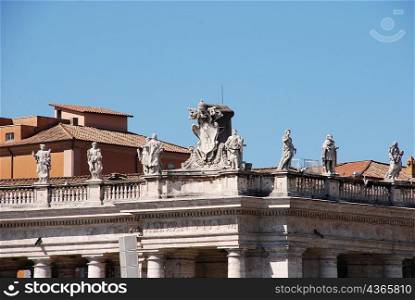 Statues on ancient roman building
