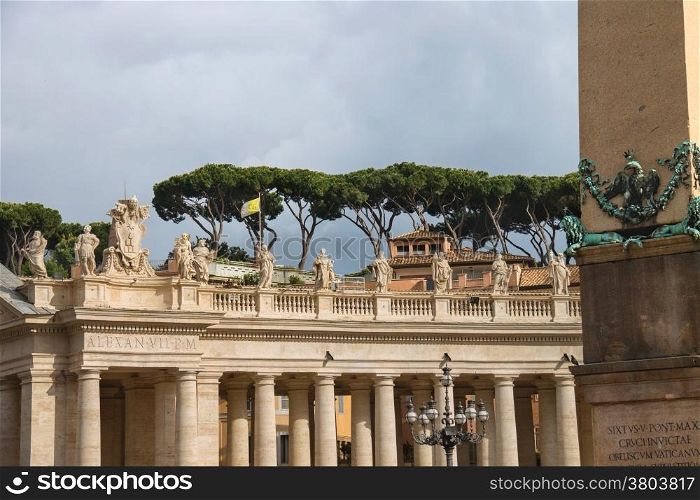 Statues on the Colonnade of St. Peter&rsquo;s Basilica. Vatican City, Rome, Italy