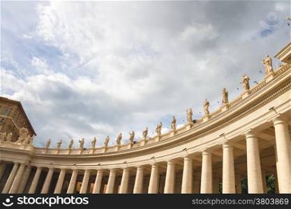 Statues on the Colonnade of St. Peter&rsquo;s Basilica. Vatican City, Rome, Italy