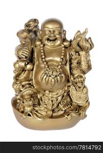 Statuette of Hotei (Buddha) on the white background