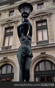 Staute lampposts at the Palace Garnier in Paris France