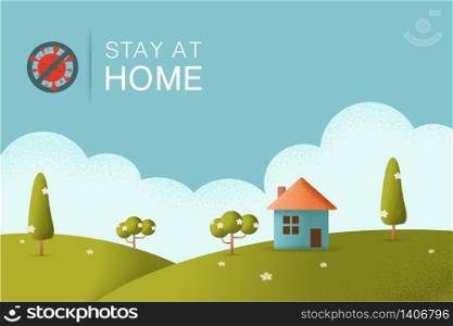 Stay at home slogan ,Protection campaign or measure from coronavirus, COVID 19. Stay home quote text, hash tag or hashtag. Coronavirus, COVID 19 protection logo Vector illustration