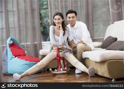 Stay-at-home young and loving couple