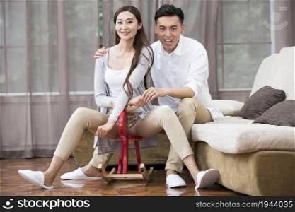 Stay-at-home young and loving couple