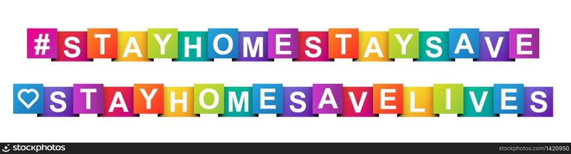 Stay home save lives paper banner. Vector eps 10