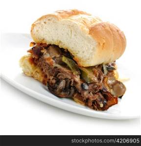 Steak Sandwich With Cheese Beef And Vegetables