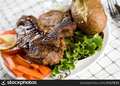 Steak with Potatoes and Carrot