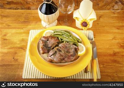 steaks of lamb chops with lemon