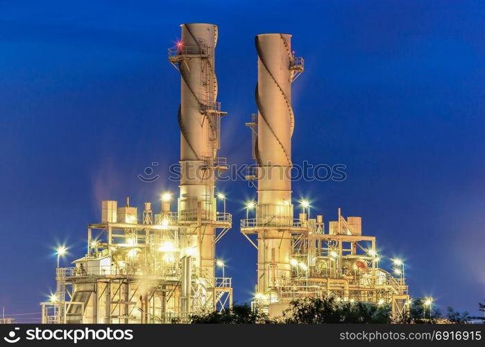 steam power plant with blue hour