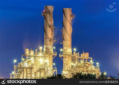 steam power plant with blue hour