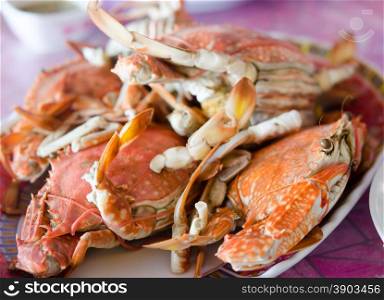 Steamed crab thai food on plate