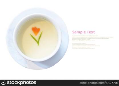 Steamed Egg isolated on white background with sample text
