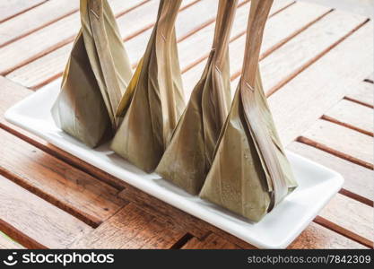 Steamed flour dessert with coconut filling, stock photo