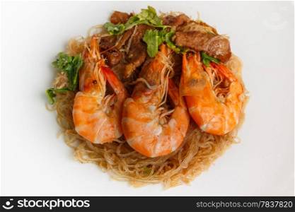 Steamed Glass Noodles with Shrimp, popular Thai food