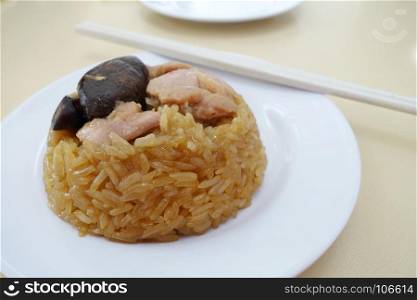 Steamed glutinous rice with chicken. Chinese Food