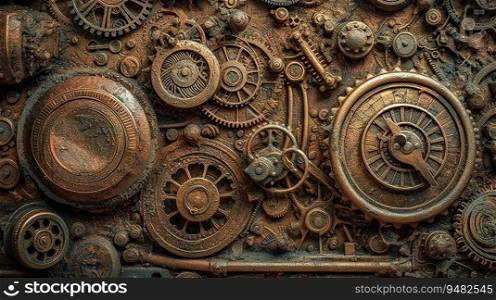 steampunk gears texture . Created by AI