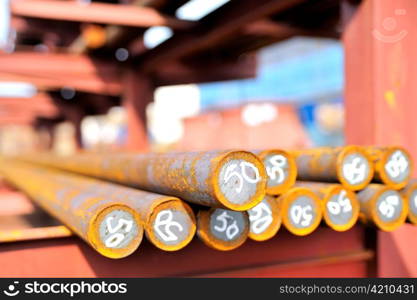 steel bars in a pile