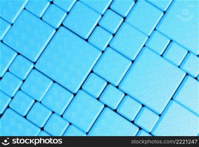 Steel blue cube mesh metal plate background or texture
