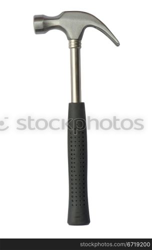 Steel claw hammer with rubber handle,isolated on white
