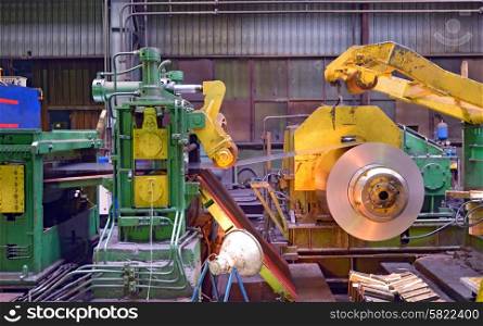 steel coil processing machine inside of steel plant