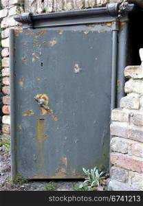 Steel Door. Door of an old safe outside from a building