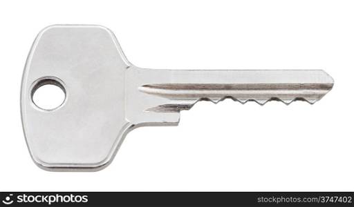 steel door key for wafer tumbler lock isolated on white background