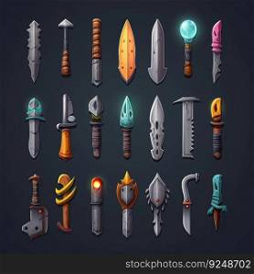 steel knife weapon game ai generated. cut metal, equipment dagger, handle chef steel knife weapon game illustration. steel knife weapon game ai generated