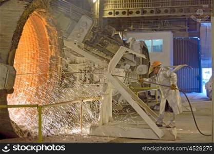 steel making furnace in a steel factory