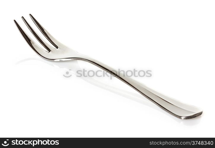 Steel metal small dessert fork isolated