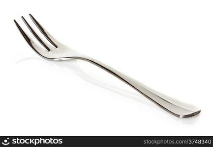 Steel metal small dessert fork isolated