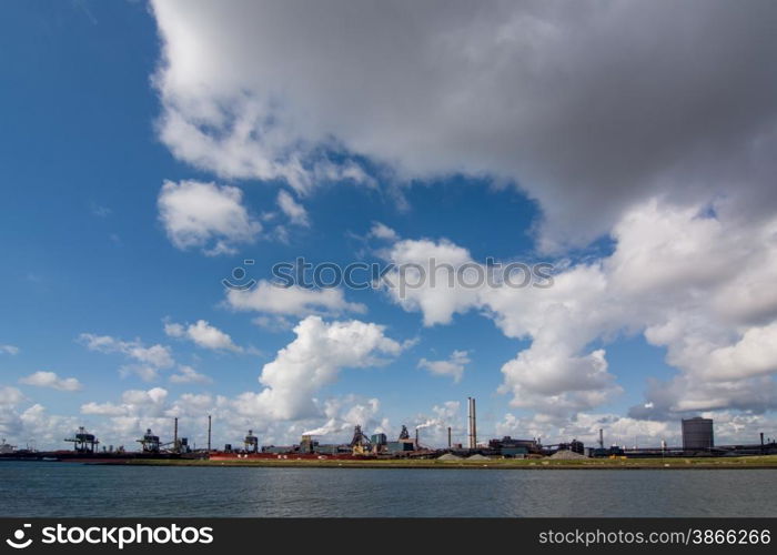 steel mill overview with canal