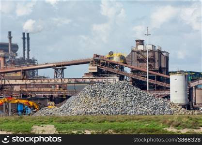 steel mill overview with canal