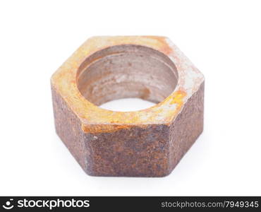 steel nut on a white background