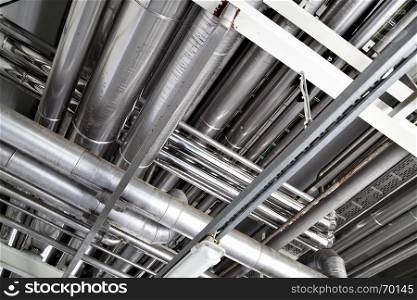 Steel pipework close up