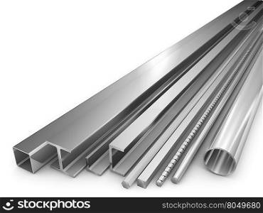 steel products for construction on a white background