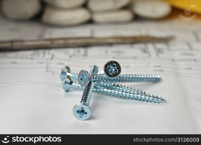 steel screws on design and project drawings