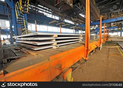 steel sheet cargo on railway