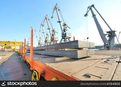 steel sheet cargo on railway