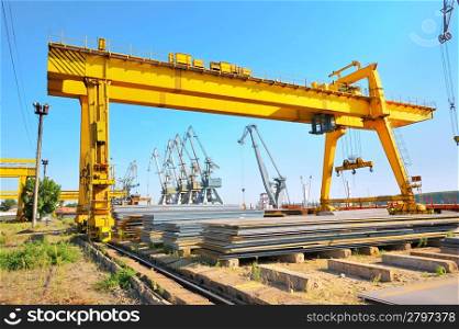 steel stack in harbor