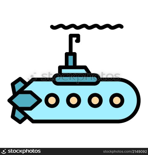 Steel submarine icon. Outline steel submarine vector icon color flat isolated. Steel submarine icon color outline vector