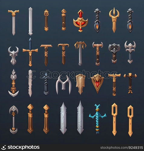 steel sword weapon game ai generated. ancient warrior, knife fight, metal old steel sword weapon game illustration. steel sword weapon game ai generated