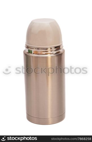 Steel thermos isolated on white background