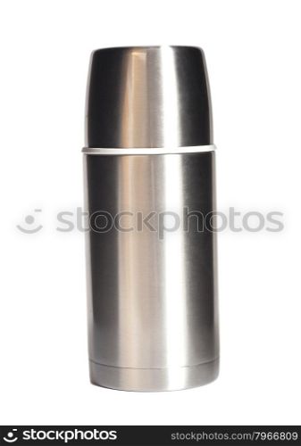 Steel thermos isolated on white background