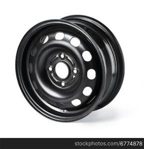 Steel wheel rim on white background with clipping path