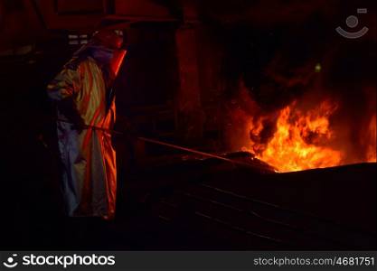 Steel worker inside of steel plant