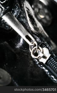 steel zipper macro close up