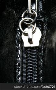 steel zipper macro close up